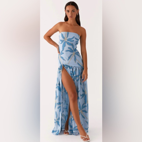 Peppermayo - Eden Strapless Maxi Dress - Opulent Blue Size 8 - Picture 1 of 11